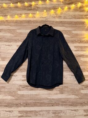 Men's Dark Navy Floral Button-Up Shirt